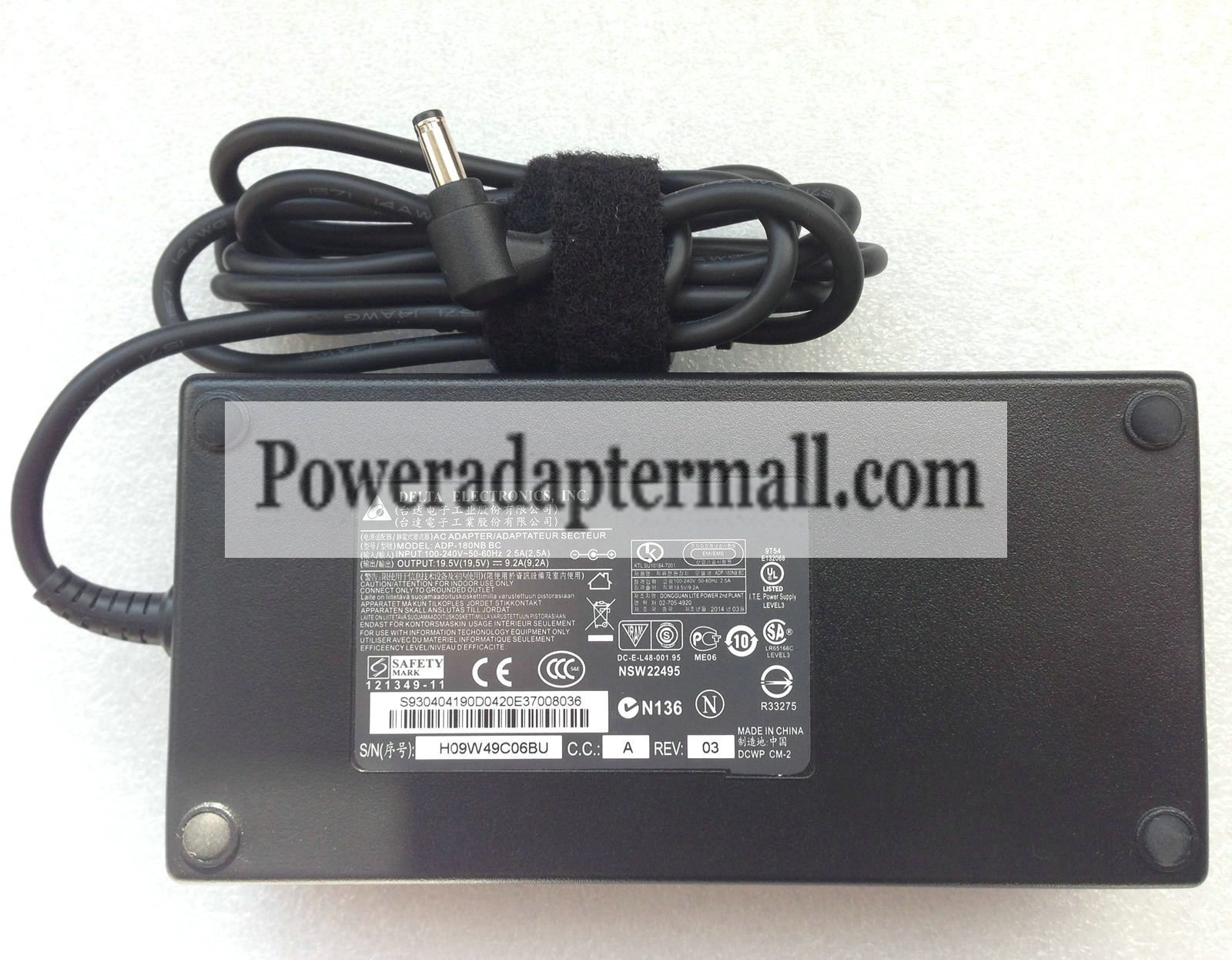 180W 19.5V 9.2A MSI GX70 3BE-011BE Notebook PC AC Adapter